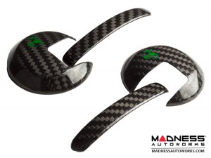 FIAT 500 Interior Door Handle Kit - Carbon Fiber - Green Scorpion Design